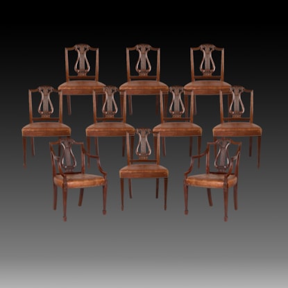 A Set of Ten Carved Dining Chairs In the Neoclassical Manner